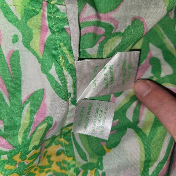 Lilly Pulitzer Shirt Dress Tunic Green and Pink Long sleeve Colorful - Picture 11 of 15
